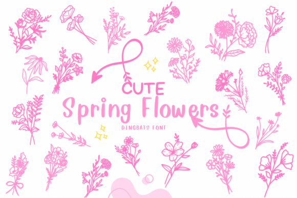 Cute Spring Flowers Font